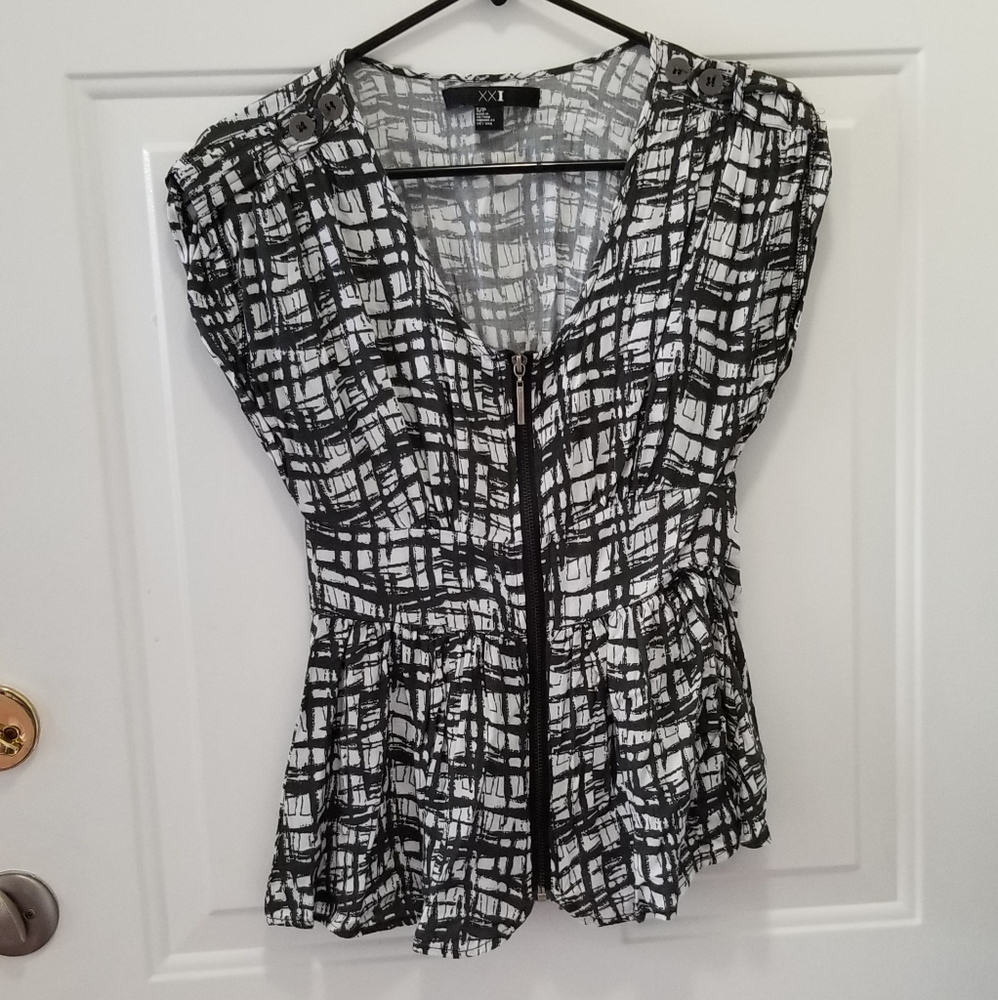 Black and White Peplum Top